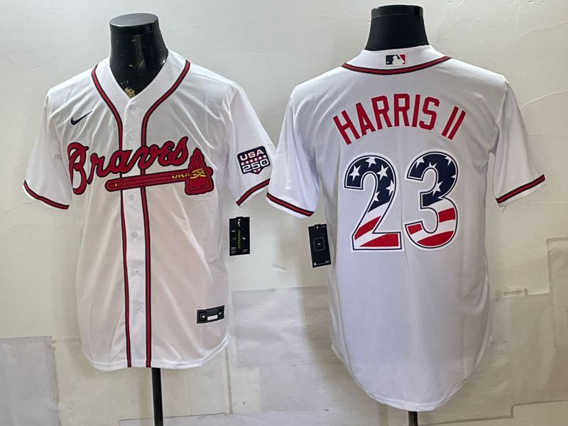 Men 2026Atlanta Braves #23 Harris ii White white Nike MLB Jersey 0722001->new york knicks->NBA Jersey